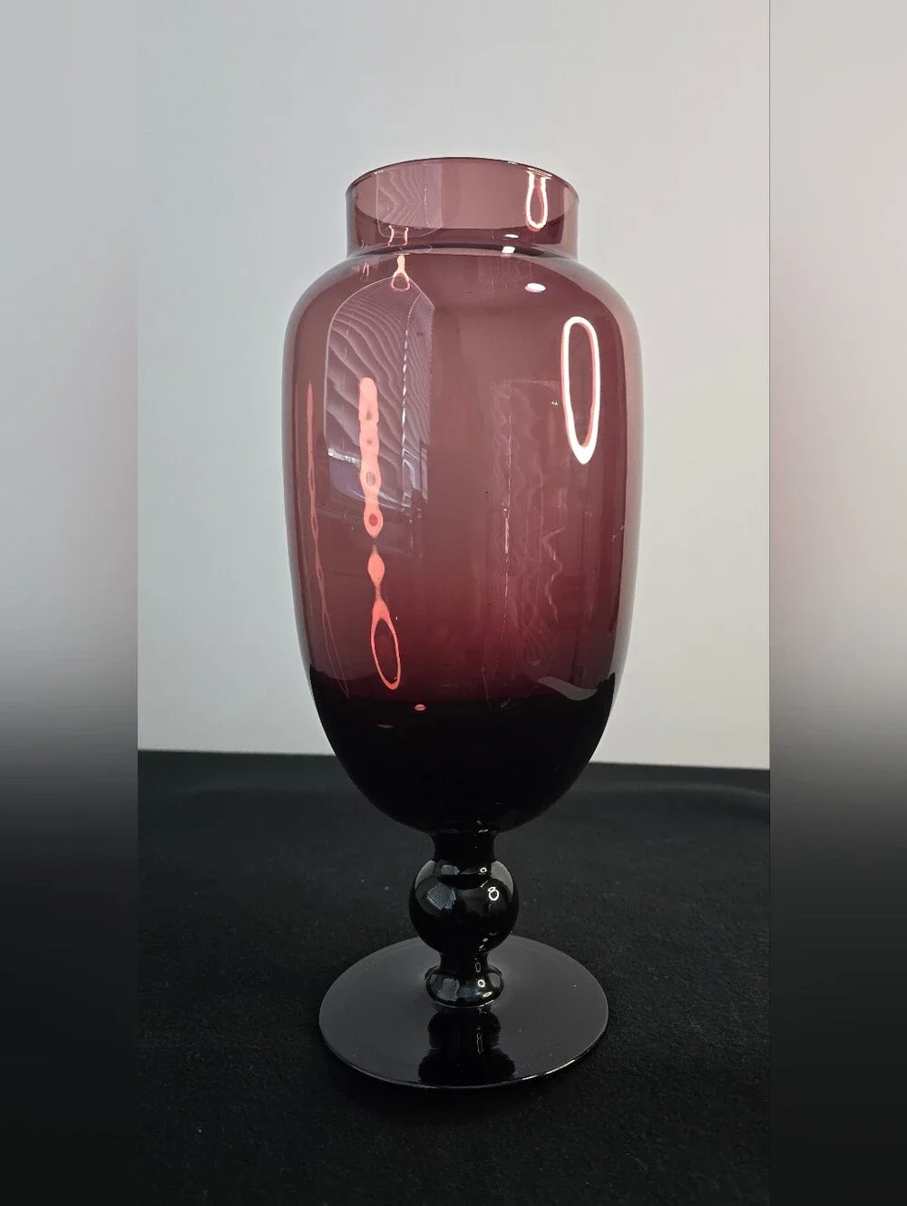 Vintage Amethyst Glass Pedestal Vase 10